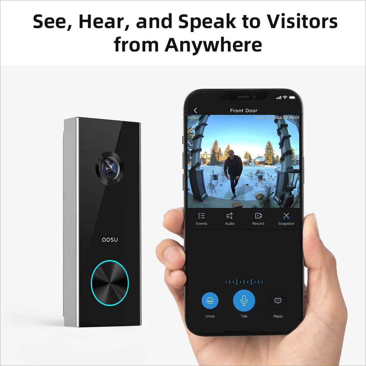 AOSU Doorbell Camera Wireless Outdoor, Battery-Powered Video Doorbell with Chime, 2K Resolution, Save Locally or to The Cloud, 2.4GHz WiFi, 180-Day Battery Life, Work with Alexa & Google Assistant 🍁 All In One Marketplace Canada