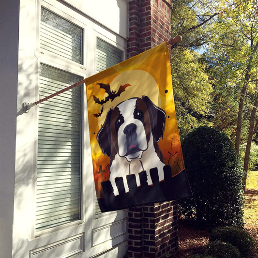 Caroline's Treasures BB1804CHF Halloween Saint Bernard House Flag Large Porch Sleeve Pole Decorative Outside Yard Banner Artwork Wall Hanging, Polyester, House Size, Multicolor