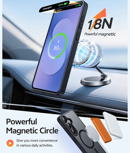 FNTCASE for Samsung-Galaxy S25 FE Case: Magnetic Translucent Matte Military Grade Drop Proof Protection Cell Phone Cover - Slim Rugged Durable Shockproof Protective Cases (Black 6.7 inch) 🍁 All In One Marketplace Canada