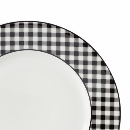 Lenox Gingham Black Halloween Porcelain Dinner Plate Set for 4