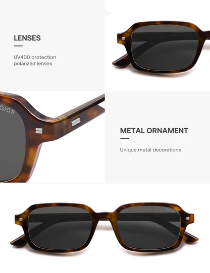 SOJOS Trendy Rectangle Polarized Sunglasses Womens Mens, Small Retro Fashion Thin Slim Square Sunnies SJ2610, Brown Tortoise/Grey 🍁 All In One Marketplace Canada