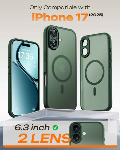 TOCOL for iPhone 17 Case, Full Camera Protection, Built-in Magnetic Ring, Compatible with Magsafe, Drop Protection, Translucent Matte Phone Case for iPhone 17 6.3 inch (Alpine Green) 🍁 All In One Marketplace Canada