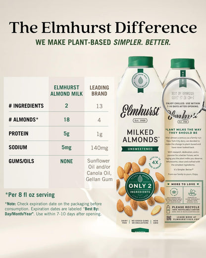 Elmhurst Unsweetened Almond Milk 6x946 ML 🍁 All In One Marketplace Canada