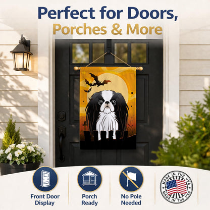 Caroline's Treasures BB1788CHF Halloween Japanese Chin Canvas House Size Flag, Multicolor, Large