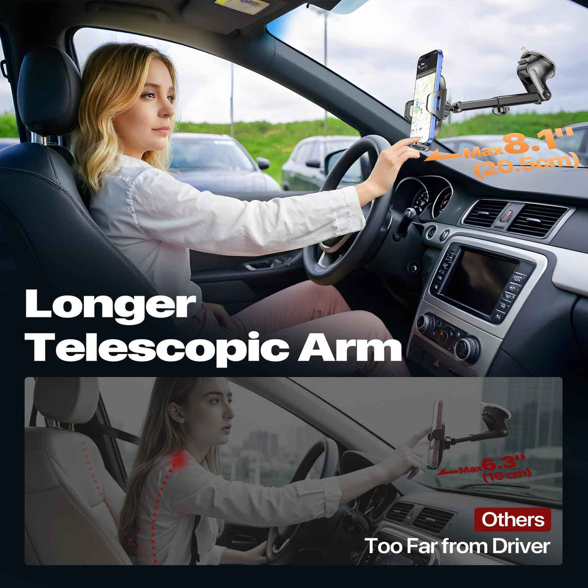 Miracase Phone Holder for Your Car, GPS Vehicle Mounts with Suction Cup Base & Vent Hook, Long Adjustable Arm & 360° Rotation for Multiple Viewing Angles, Compatible with 4-7.2 Inch Phones 🍁 All In One Marketplace Canada