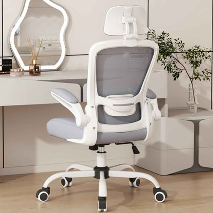 Mimoglad Office Chair, Comfy Desk Chair - High Back Ergonomic Computer Chair with Adjustable Lumbar Support & Headrest, Flip-up Armrests for Guitar Playing (Moon Grey) 🍁 All In One Marketplace Canada