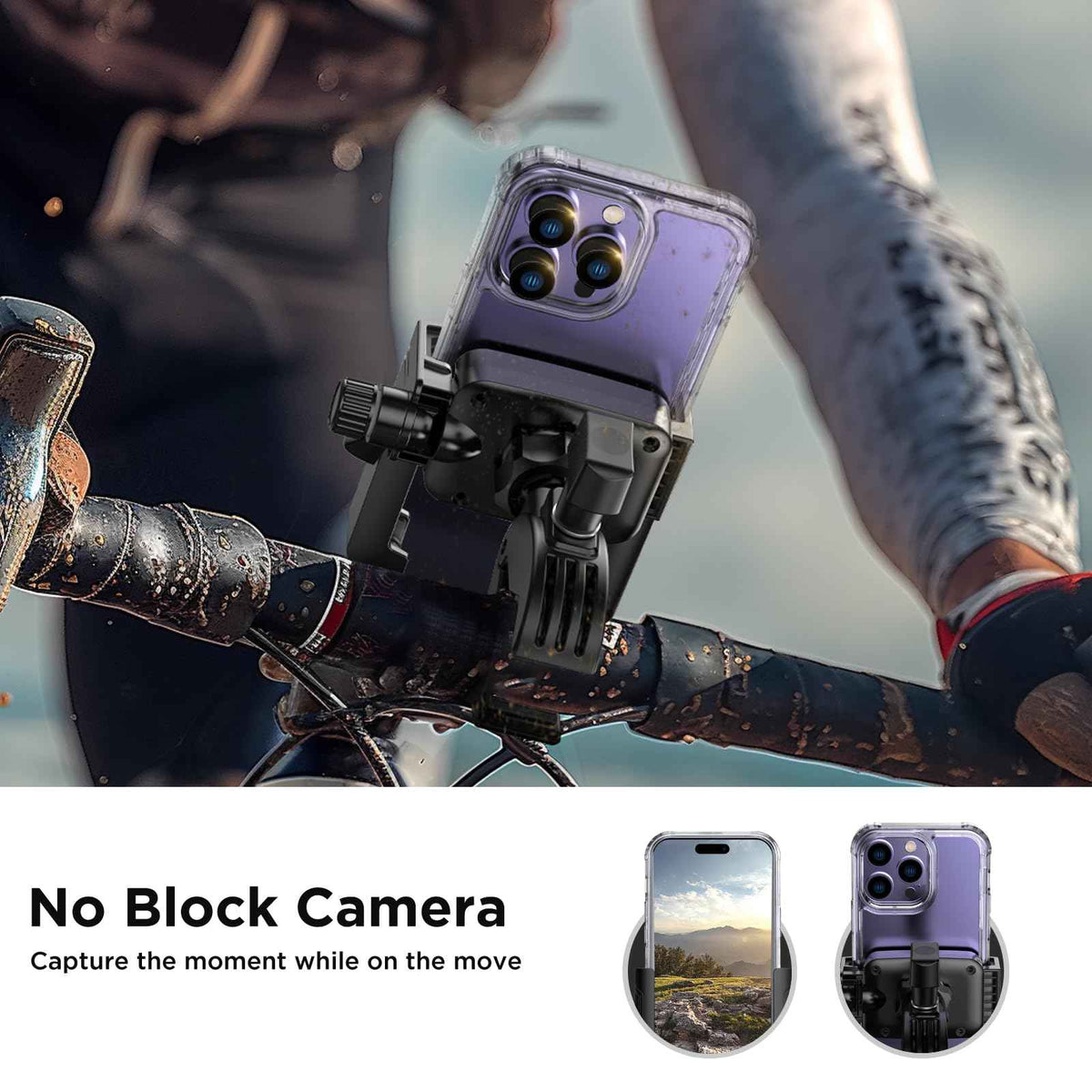Miracase Bike Motorcycle Phone Holder, [1s Quick Lock] Bicycle Phone Mount Handlebar Cell Phone Clamp for Scooter, Compatible with iPhone Samsung Google 🍁 All In One Marketplace Canada