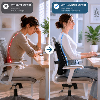 QUTOOL Lumbar Support Pillow for Office Chair, High-Density Memory Foam Back Cushion with Dual Adjustable Straps, Breathable 3D Mesh Cover, Ergonomic Back Support for Everyday Sitting 🍁 All In One Marketplace Canada