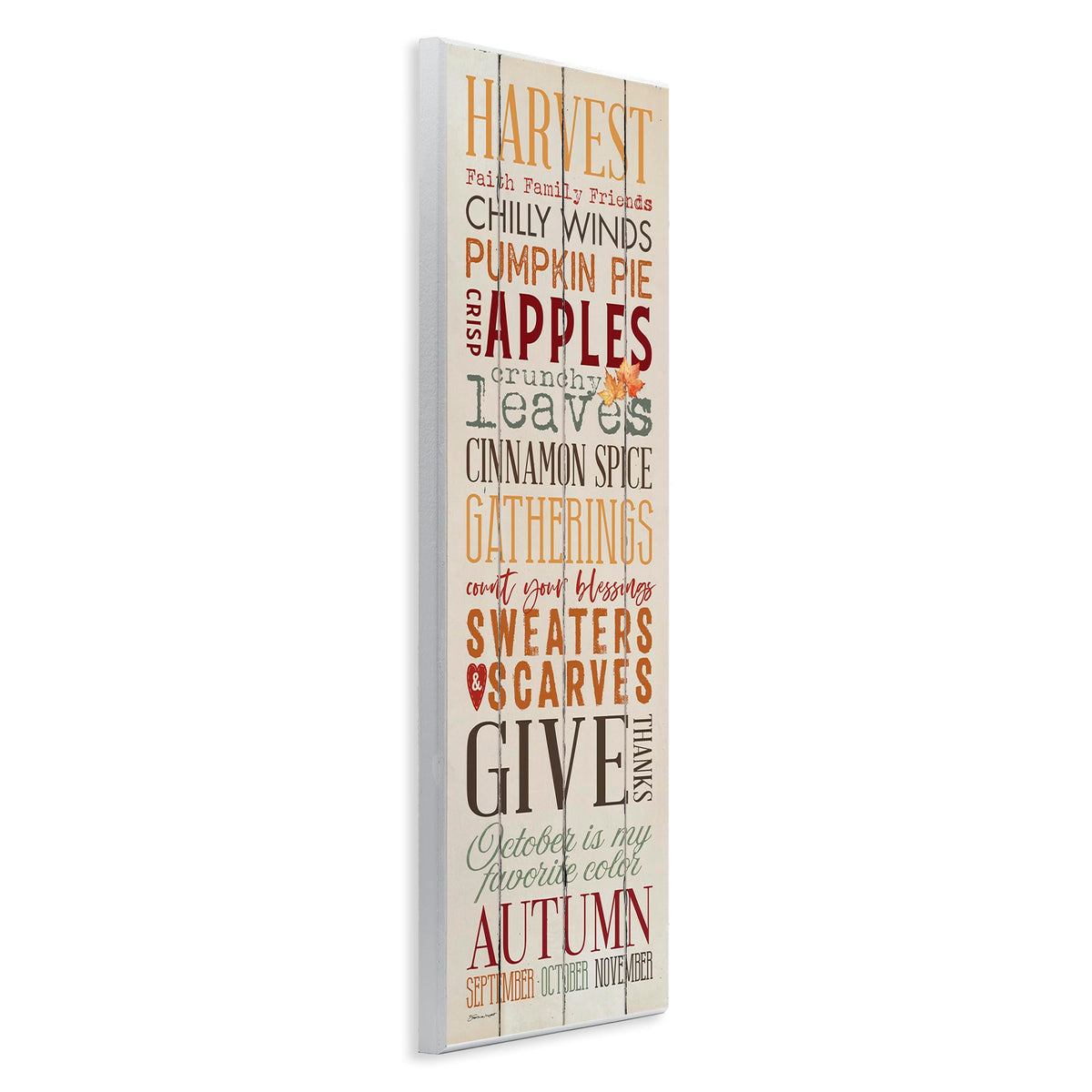Stupell Industries Fall Halloween Holiday Pumpkin Word Wood Texture Design Signs and Plaques, 7 x 17, Multi-Color