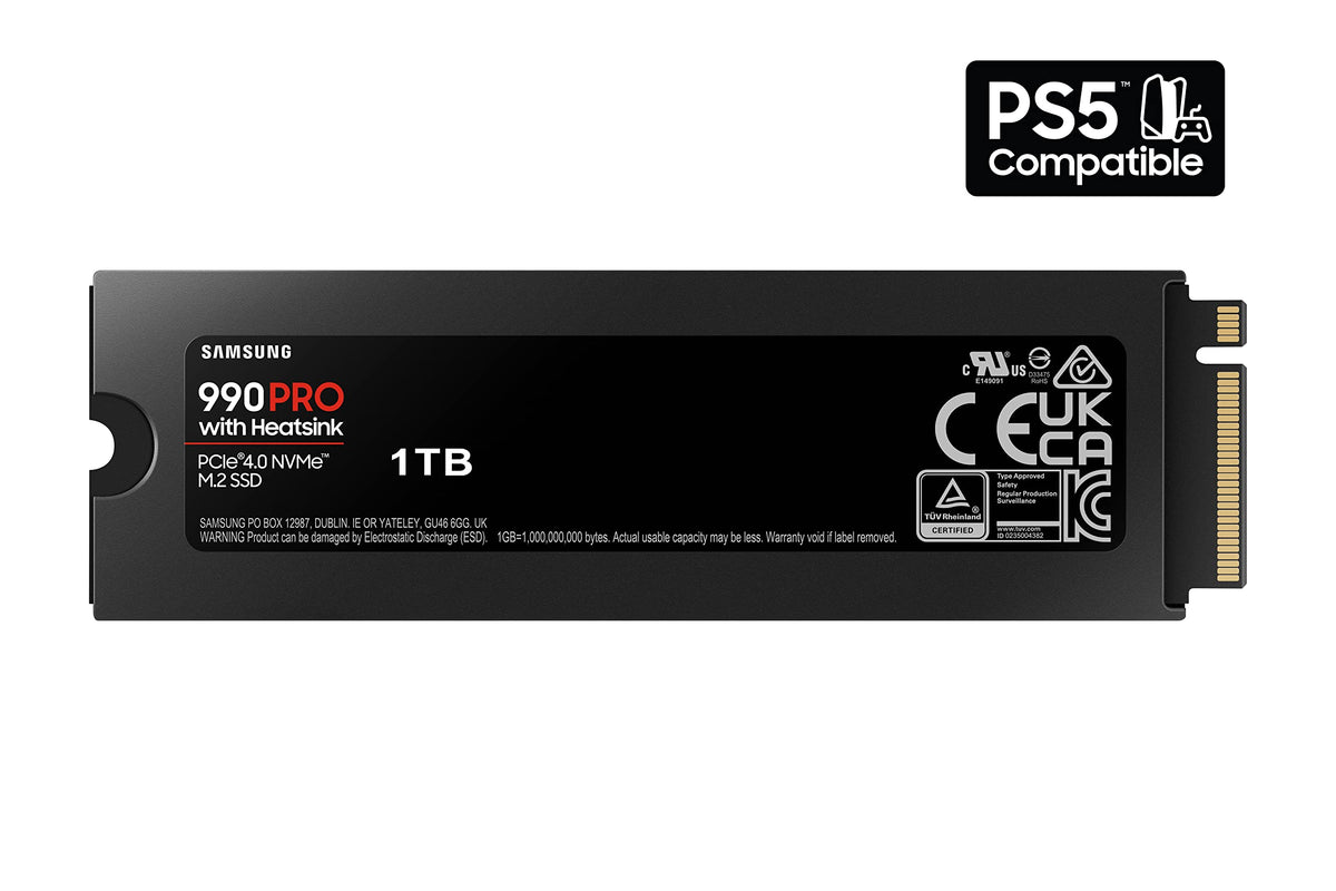SAMSUNG 990 PRO w/Heatsink SSD 1TB PCIe Gen4 NVMe M.2 Internal Solid State Drive, Up to 7,450MB/s, PS5 Compatible, MZ-V9P1T0CW