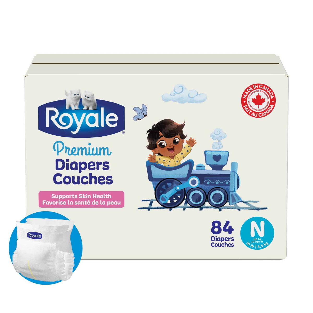 Royale Premium Diapers, Size NB (Up to 10 lb), 84 Count, Disposable Baby Diapers 🍁 All In One Marketplace Canada
