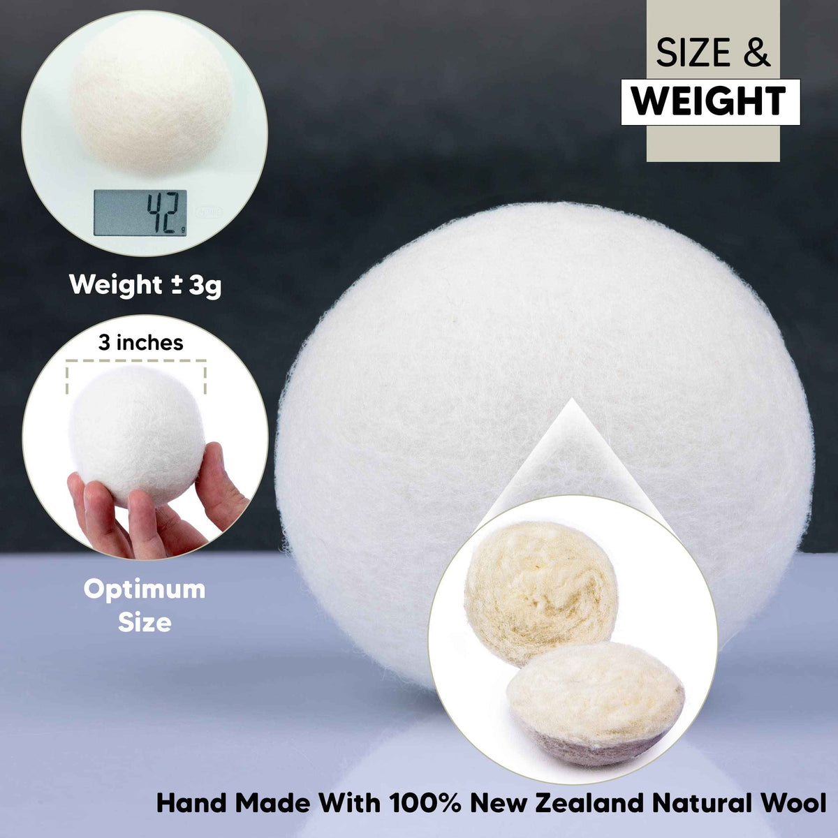RAYTRADE XL Wool Dryer Balls 6-Pack 100% Made of Organic New Zealand Wool Reduces Clothing Wrinkles and Saves Drying Time Reusable Natural Fabric Softener Stocking Stuffer Gifts (White) 🍁 All In One Marketplace Canada