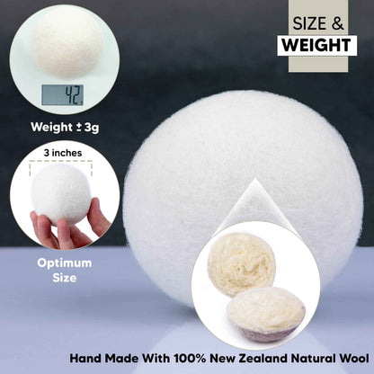 RAYTRADE XL Wool Dryer Balls 6-Pack 100% Made of Organic New Zealand Wool Reduces Clothing Wrinkles and Saves Drying Time Reusable Natural Fabric Softener Stocking Stuffer Gifts (White) 🍁 All In One Marketplace Canada