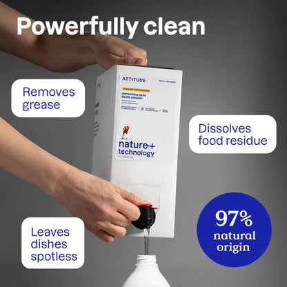 ATTITUDE Dish Soap Refill, EWG Verified, Plant-Based & Vegan Dishwashing Liquid, Naturally Derived, Made in Canada, Olive and Coriander Scent, 4 Liters 🍁 All In One Marketplace Canada