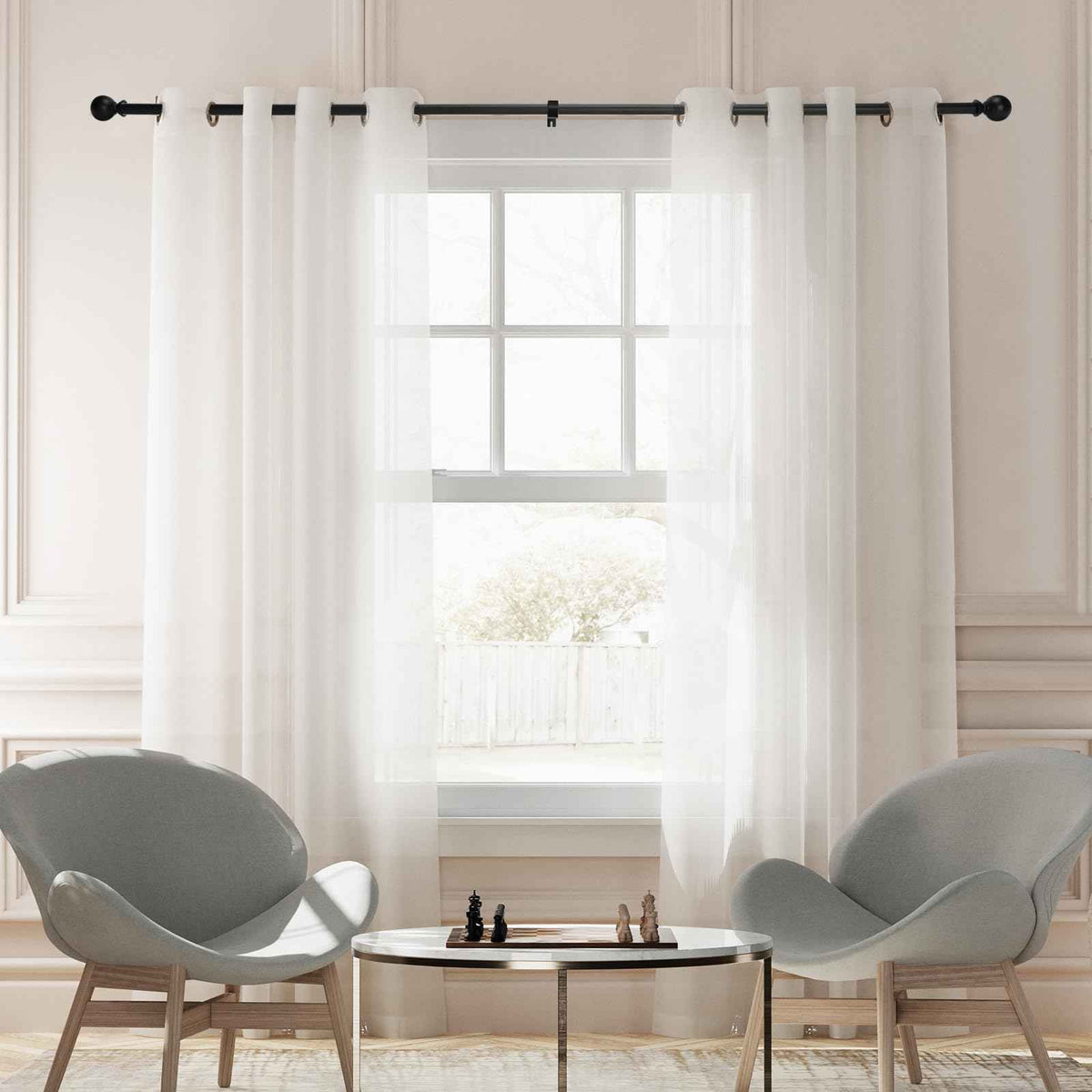2 Pack Curtain rod for Windows 48 to 84 Inch, 5/8 Inch Small Matte Black Outdoor adjustable Curtain Rods with brackets for Bedroom, Bathroom, Living room, Kitchen, Patio, cafe 🍁 All In One Marketplace Canada