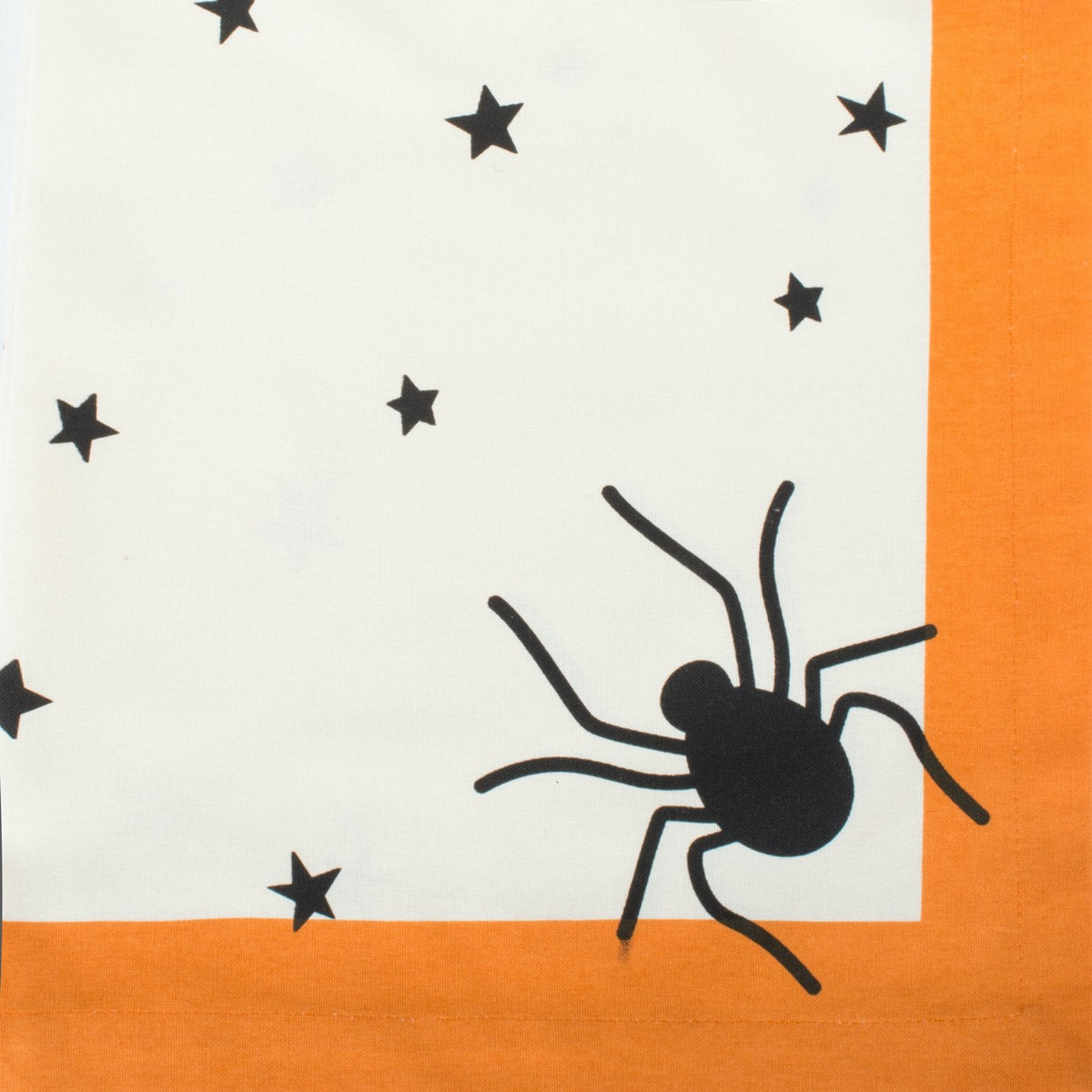 DII 100% Cotton, Machine Washable, Printed Halloween Tablecloth 52 x 52, Seats 4 People, Black Stars & Spiders