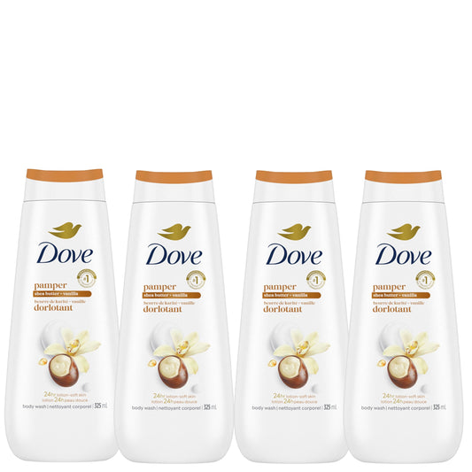 Dove Body Wash for Renewed, Healthy-Looking Skin, Pampering Shea Butter & Vanilla, Gentle Skin Cleanser with 24hr Renewing MicroMoisture, 325mL (Pack of 4) 🍁 All In One Marketplace Canada