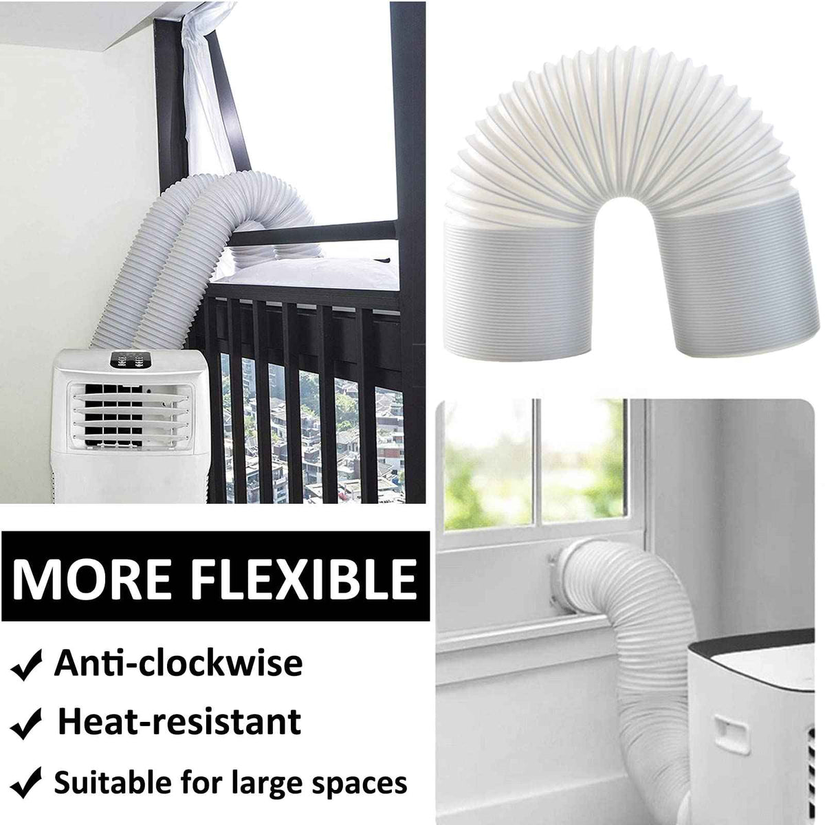 FUBININA 80" Portable Air Conditioner Hose, AC Hose with 5.9" Diameter, Anti-Clockwise Thread AC Exhaust Hose for Portable AC Vent Replacement Tube Compatible with LG Air Conditioner Part 🍁 All In One Marketplace Canada