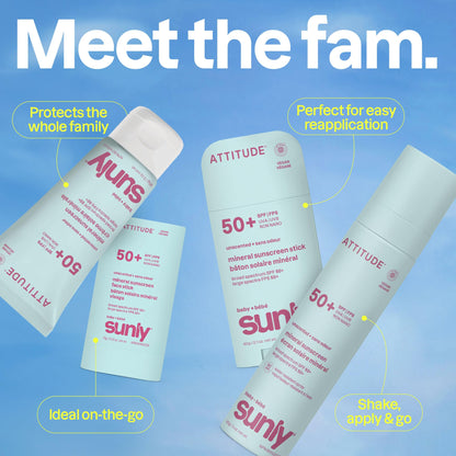 ATTITUDE Baby Mineral Sunscreen Stick SPF 50, Broad Spectrum Zinc Oxide, EWG Verified, Non-Nano, Mess-Free Stick for Face & Body, Lightweight Non-Greasy, Vegan, Unscented, 60 grams 🍁 All In One Marketplace Canada