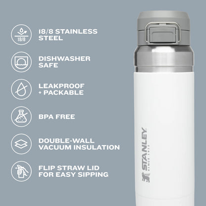 Stanley Quick Flip GO Water Bottle 24 oz | Push Button Lid | Leakproof and Packable for Travel and Sports | Insulated Stainless Steel | BPA-Free | Azure 🍁 All In One Marketplace Canada