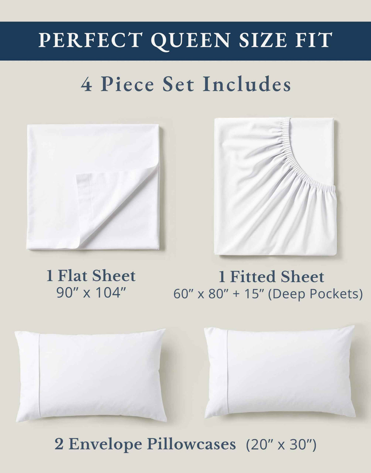 Lane Linen 100% Organic Cotton Queen Sheet Set, 4-Piece Percale Bed Sheets for Queen Bed - Soft, Breathable, Hypoallergenic, Deep Pocket Fits Mattress Up to 15" Deep, Hotel Quality Sheets - White 🍁 All In One Marketplace Canada