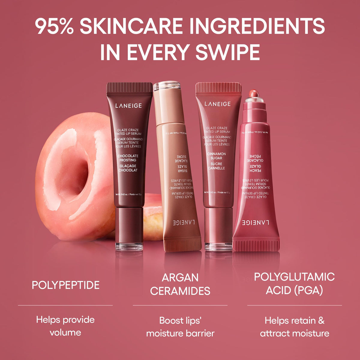 LANEIGE Glaze Craze Tinted Lip Serum for Hydrating, Glossy, Nourished Lips with Plumping Polypeptides, Peach Glaze 🍁 All In One Marketplace Canada