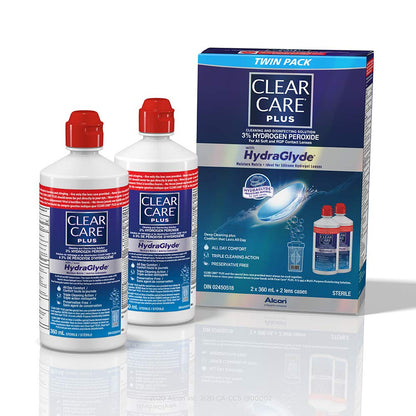 CLEAR CARE® Plus With HydraGlyde Contact Lens Solution, Twin Pack Cleaning & Disinfecting Solution With Hydrogen Peroxide, 2 x 360 mL 🍁 All In One Marketplace Canada