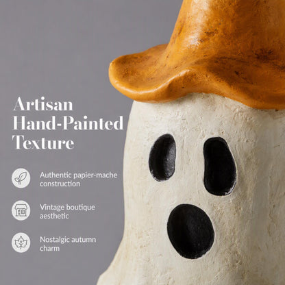 Mud Pie Halloween Lantern, Orange Ghost Witch Lantern, 3.75 x 6.75 Inch