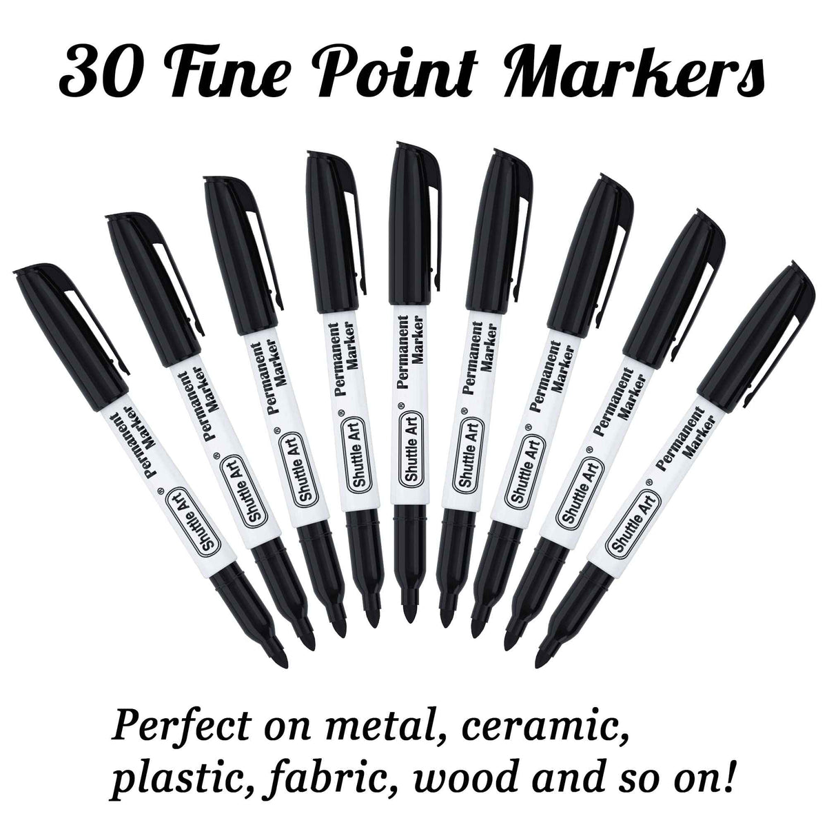 Shuttle Art Permanent Markers, 30 Pack Black Permanent Marker set,Fine Point, Works on Plastic,Wood,Stone,Metal and Glass for Doodling, Marking… 🍁 All In One Marketplace Canada