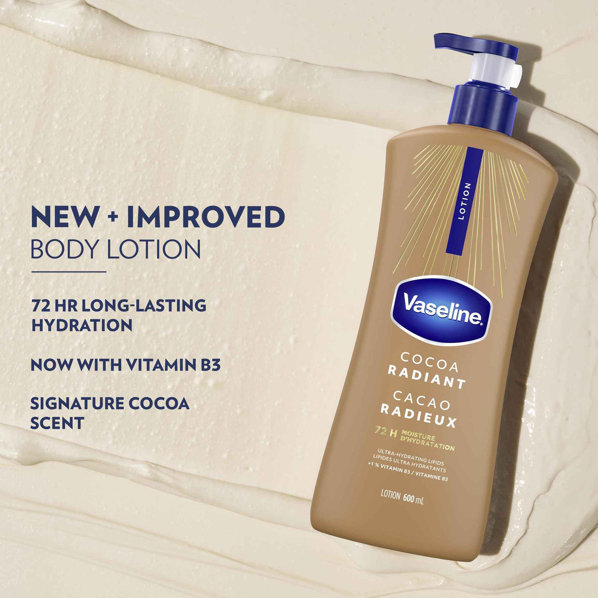 Vaseline Cocoa Radiant Lotion Ultra-Hydrating 72H Moisture, 600mL, 3-Pack 🍁 All In One Marketplace Canada