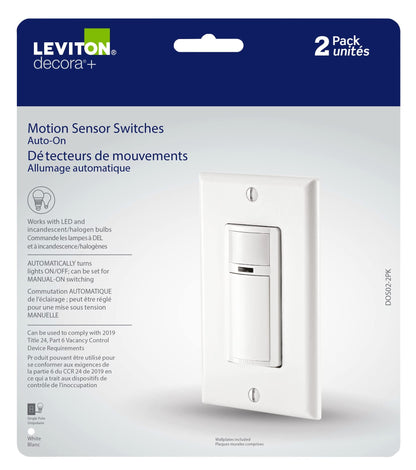 Leviton 2-Pack Decora Occupancy Motion Sensor Light Switch, Auto-On, 2A, Residential Grade, Single Pole, DOS02-2PK, White 🍁 All In One Marketplace Canada
