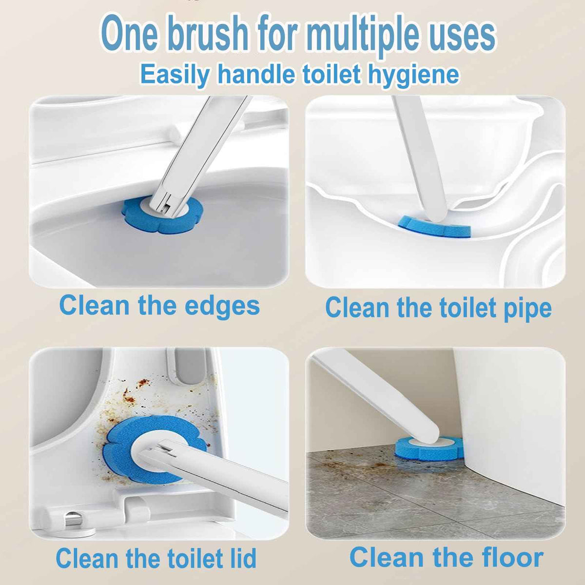 Ucaimao 2 Pack Disposable Toilet Brush and Holder Set,Extended Handle with 48 Cleaner Refills Toilet Brush for Toilet Bowl Cleaners,Bathroom Cleaning,Sink, Bathtub, Floor - Blue (Ocean Fresh Scent) 🍁 All In One Marketplace Canada