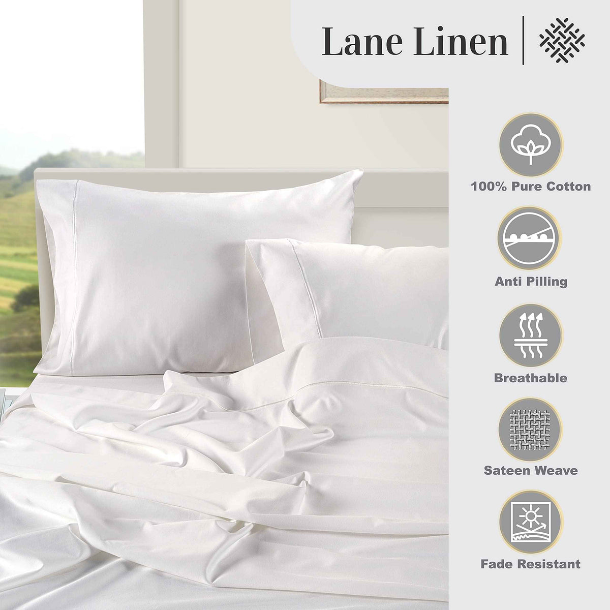 100% Egyptian Cotton Queen Sheets - 1000 Thread Count White Bed Sheets for Queen Size Bed, Long Staple Cotton Bedding Sheets, Sateen Weave, Luxury Hotel Sheets, Fits 17" Mattress 🍁 All In One Marketplace Canada