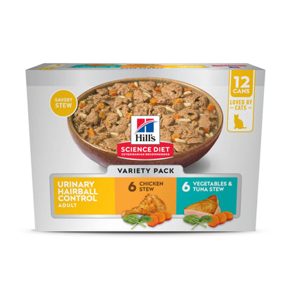 Hill's Science Diet Adult Urinary and Hairball Control Stew Wet Cat Food, 2.9-oz can, case of 12 🍁 All In One Marketplace Canada