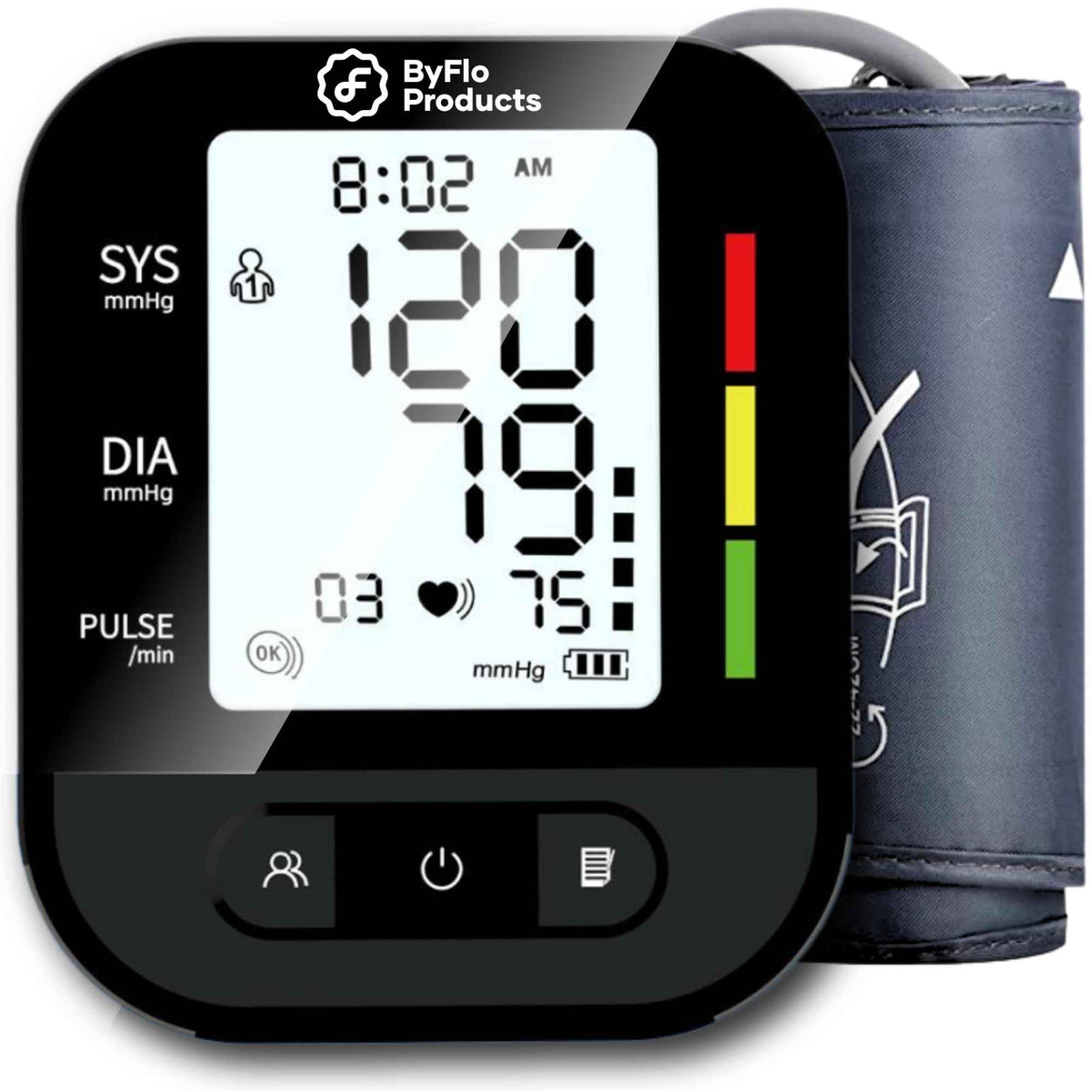 ByFloProducts Blood Pressure Monitor for Home Use – Digital Heart Rate Monitor with Backlit LCD Screen, Includes Blood Pressure Cuff, 4 AAA Batteries, Perfect Automatic Blood Pressure Machine (Black with Backlight) 🍁 All In One Marketplace Canada