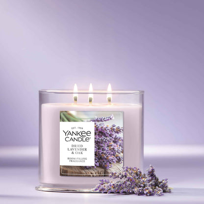 Yankee Candle 3 Wick Candle Jar, Scented Candle with up to 40 Hours of Burn Time, Premium Plant Wax Blend for Consistent Long Lasting Scent from First to Last Burn, Dried Lavender & Oak 🍁 All In One Marketplace Canada