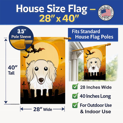 Caroline's Treasures BB1770CHF Halloween Longhair Creme Dachshund Canvas House Size Flag, Multicolor, Large