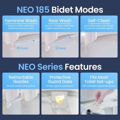 LUXE Bidet NEO 185 - Dual Nozzle, Self-Cleaning, Non-Electric Bidet Attachment for Toilet Seat, Adjustable Water Pressure, Rear & Feminine Wash (White) 🍁 All In One Marketplace Canada