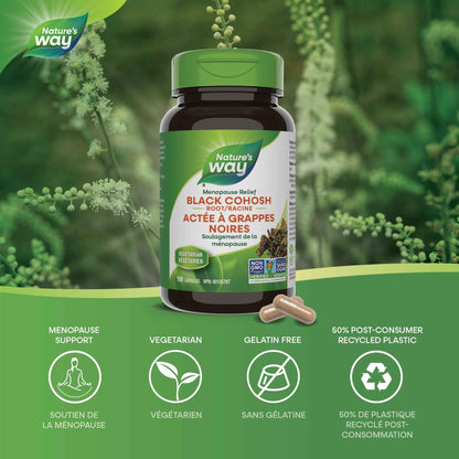 Nature's Way Black Cohosh Root – Hormone Balance for Women – 540mg Herbal Supplement for Menopausal Symptoms – Helps Relieve Menstruation Pain & Premenstrual Symptoms – 100 Vegetarian Capsules 🍁 All In One Marketplace Canada