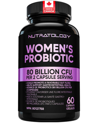 Nutratology® Probiotics for Women | Canadian-Made | 40 Billion CFUs per Capsule | Bloating Relief & Digestion | 4 Strains of Women's Probiotic for Gut Health | 60 Capsules 🍁 All In One Marketplace Canada