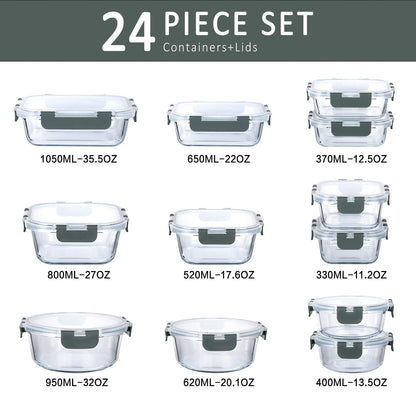 M MCIRCO 24-Piece Glass Food Storage Containers with Snap Locking Lids,Glass Meal Prep Containers Set - Airtight Lunch Containers, Microwave, Oven, Freezer and Dishwasher 🍁 All In One Marketplace Canada