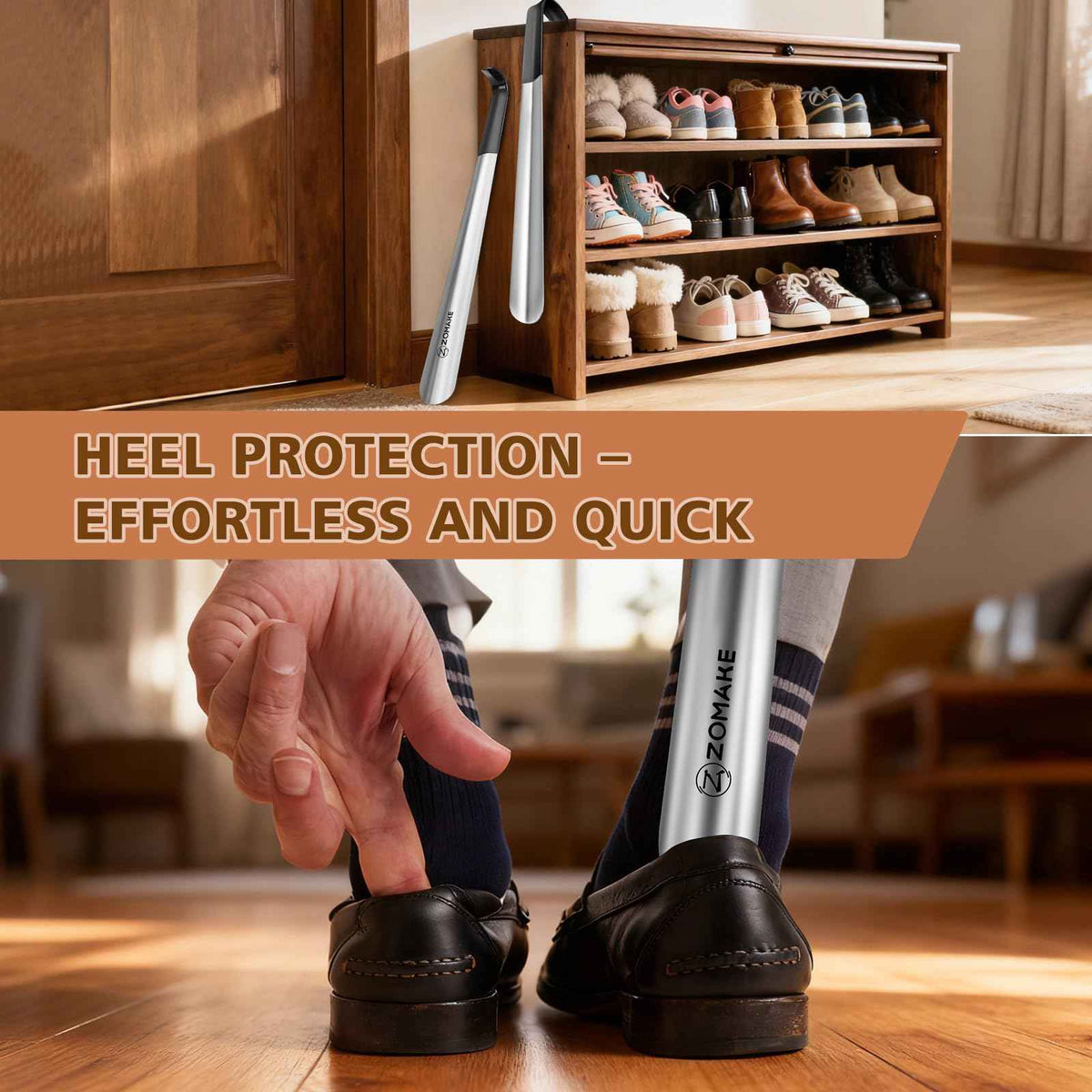 ZOMAKE Shoe Horn Long Handle,Metal Long Shoehorn for Seniors Men Women,2 Pcs 16.5" Boot Shoes Horn Chausse Pied(Black Handle) 🍁 All In One Marketplace Canada