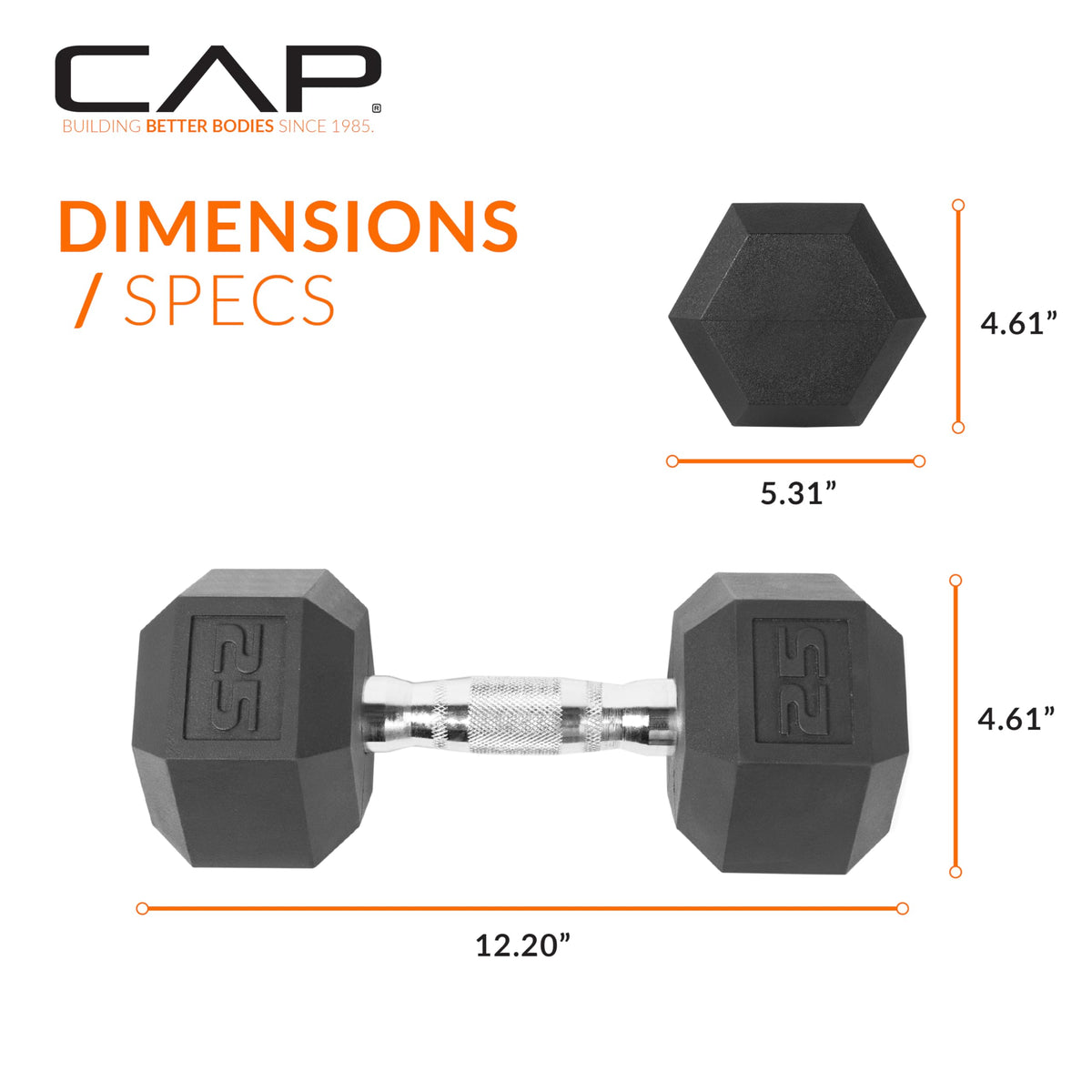 CAP Barbell 25 lb Rubber Coated Hex Dumbbell 🍁 All In One Marketplace Canada