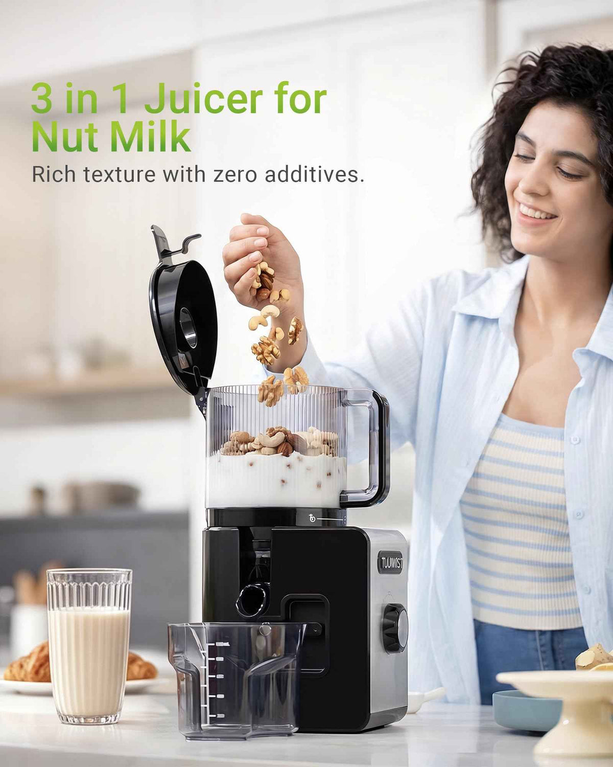 Juicer Machine, 6.5" Large Feed Chute Cold Press Juicer with 350W, Slow Masticating Juicer for Whole Vegetables & Fruits, High Juice Yield, Easy to Clean, Black 🍁 All In One Marketplace Canada