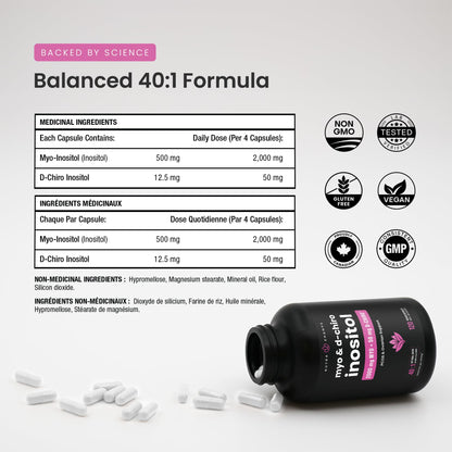 Inositol Supplement for Women | 180 Count | Myo & D-Chiro Inositol 2000 mg + 50 mg, Ideal 40:1 Ratio | Hormone Balance Support | PCOS & PMOS Supplement for Women | Menstrual Cycle & Ovarian Health Support 🍁 All In One Marketplace Canada