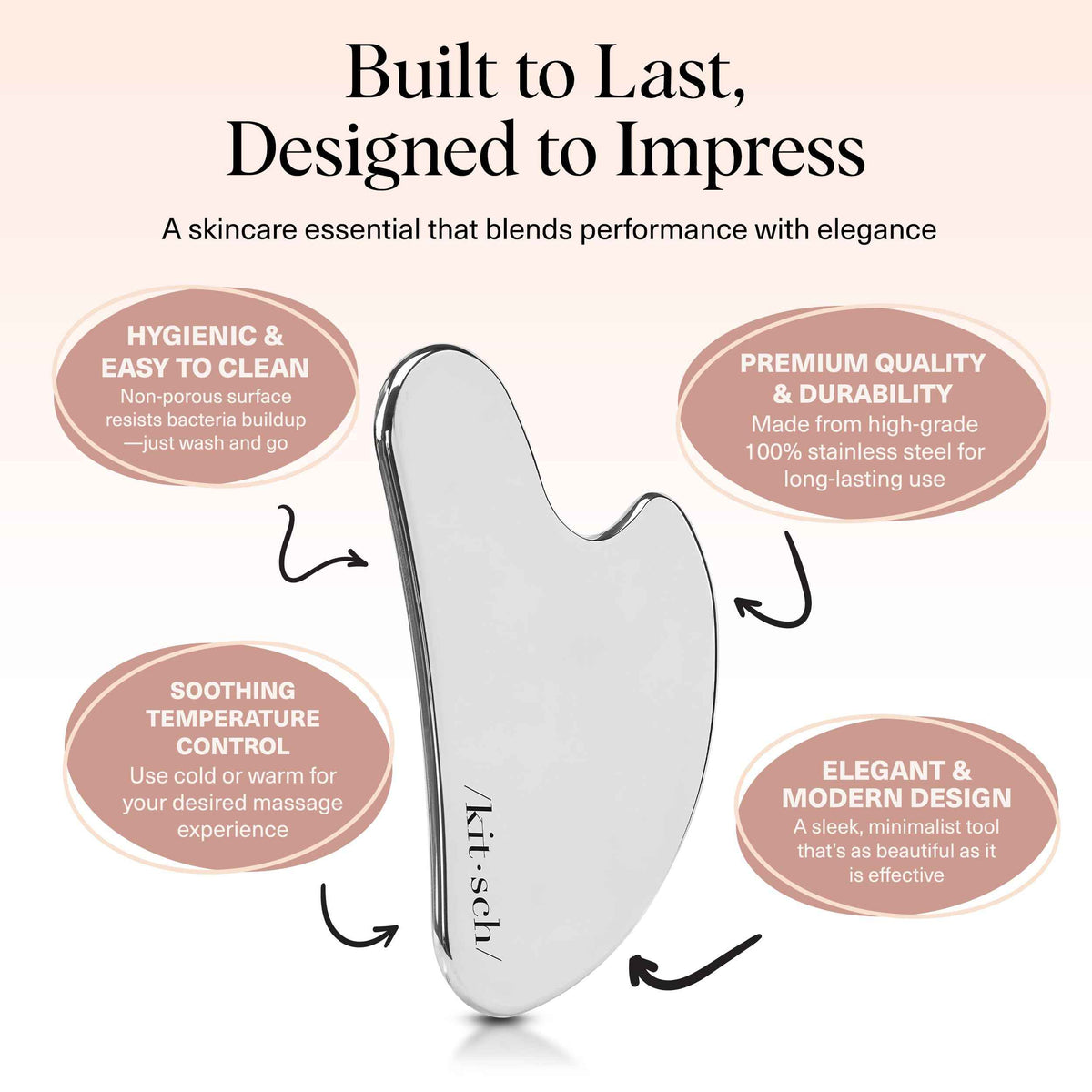 Kitsch Stainless Steel Gua Sha Facial Tools - Guasha Tool for Face, Face Sculpting Tool, Jawline Shaper, Double Chin Reducer, Body Gua Sha Tools, Lymphatic Drainage Massager, Facial Skin Care - Silver 🍁 All In One Marketplace Canada