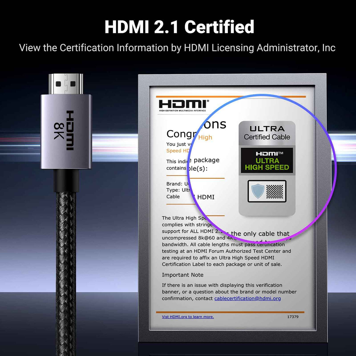 UGREEN 10K 8K HDMI 2.1 Cable 48Gbps 6.6FT, Certified 8K@60Hz 4K@120Hz 144Hz High Speed Gaming Cable Braided Cord, eARC HDCP 2.3 Dynamic HDR Compatible for HDTV/PS5/Xbox/SoundBar/RTX3090/Blu-ray 🍁 All In One Marketplace Canada
