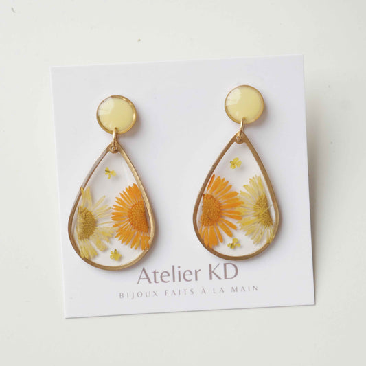 Boucles d'oreilles duo orange et blanc - goutte (xl)