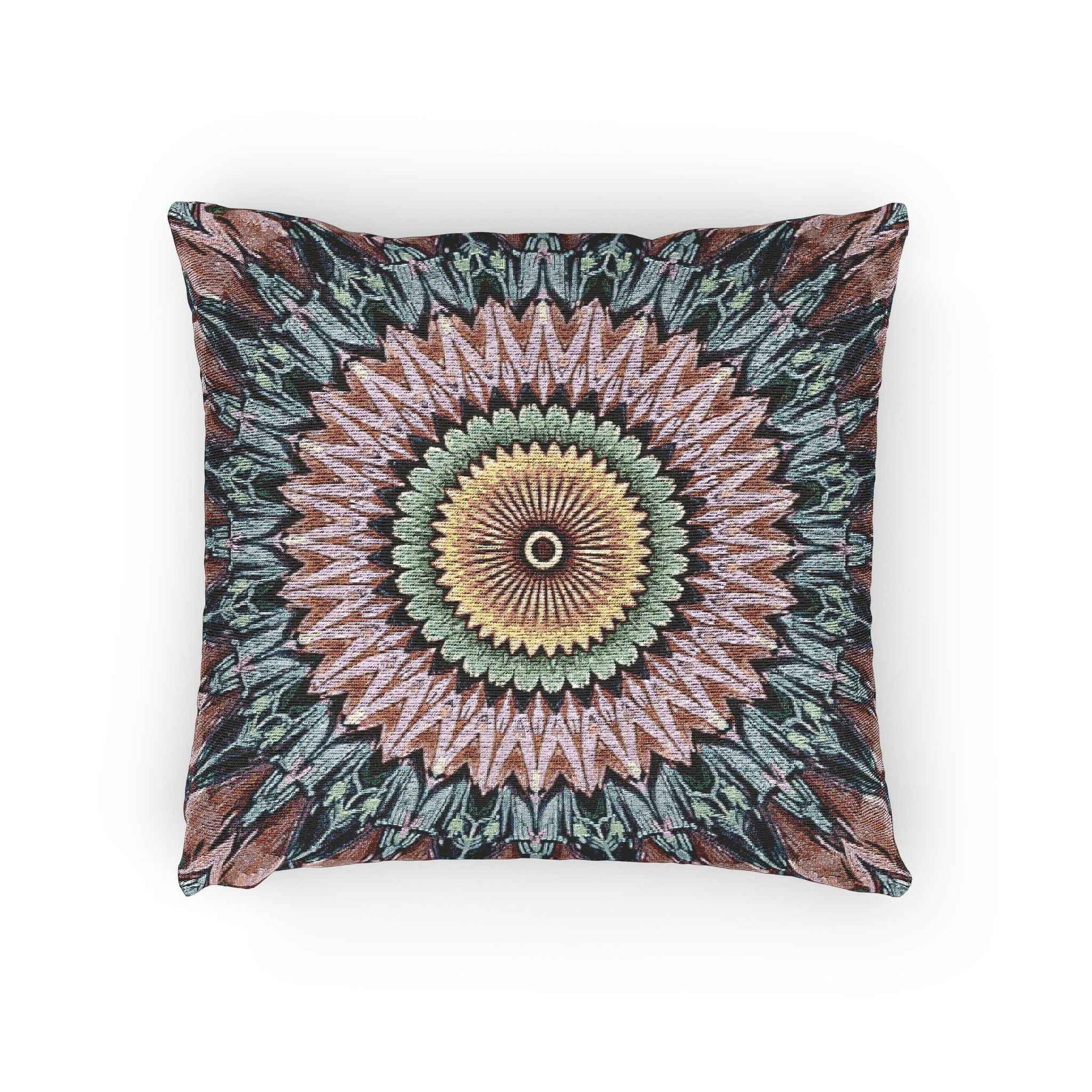 Mandala Sunburst Woven Pillow | Boho Geometric Decorative Cushion Cover