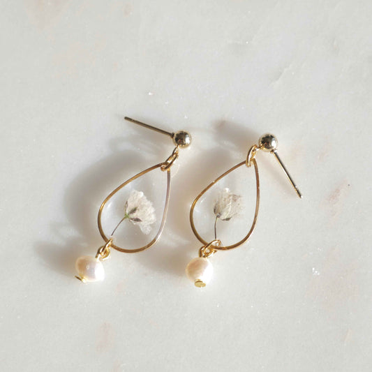 Boucles d’oreilles Perla - gypsophile - goutte (moyen)